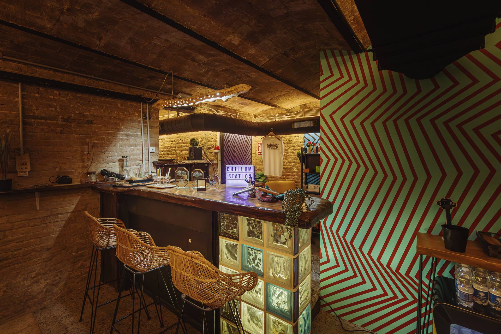 Raffinata area dispensario del club della cannabis Cultura a Barcellona